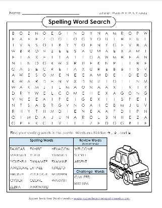 Spelling Word Search 4th Grade