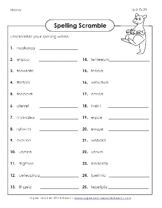 4th Grade Spelling Scramble