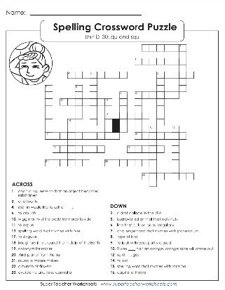 Grade 4 Spelling Crossword Puzzle