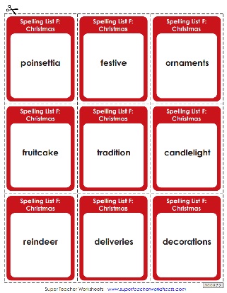 Sixth Grade Spelling - Christmas - Flashcards