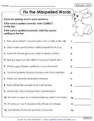 6th Grade Fix the Misspelled Words Worksheet