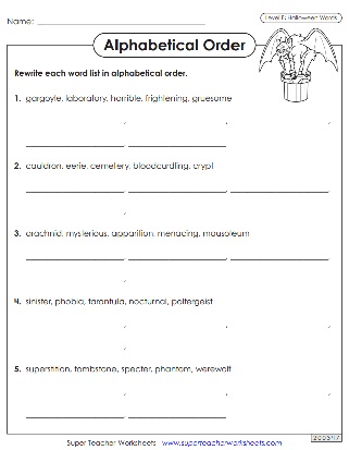 Spelling Worksheets - 6th Grade Halloween