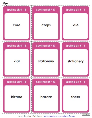 Spelling Flashcards - 6th Grade