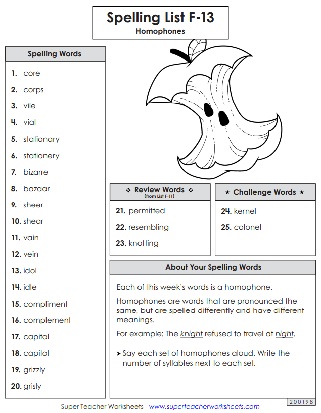 Printable Spelling Word List - Sixth Grade