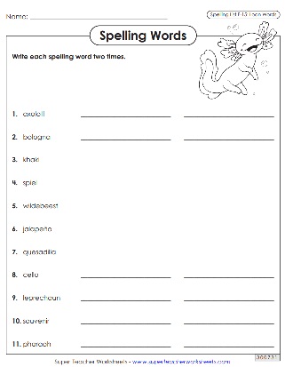 Spelling Printouts - 6th Grade
