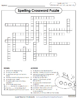 6th Grade Spelling Worksheets - Crossword Puzzle