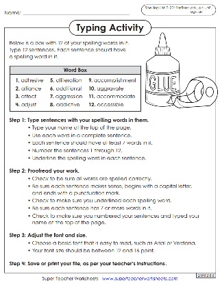Spelling Worksheets and Activities - 6th Grade