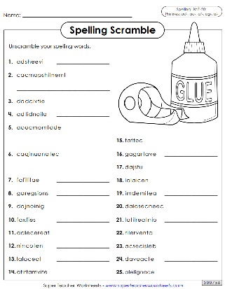 Printable Spelling Worksheets - 6th Grade