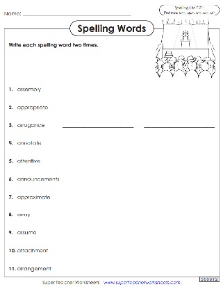 Sixth Grade Spelling Worksheets