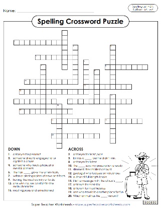 Spelling Crossword Puzzle - Sixth Grade