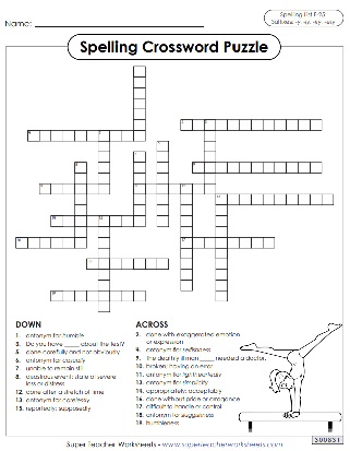 Spelling Worksheets - Crossword Puzzle - 6th Grade