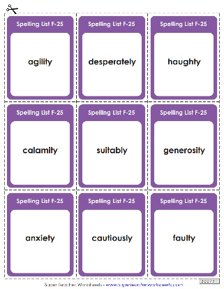 Spelling Worksheets - Flashcards - 6th Grade
