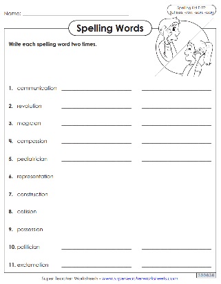 Sixth Grade Spelling - Writing Practice