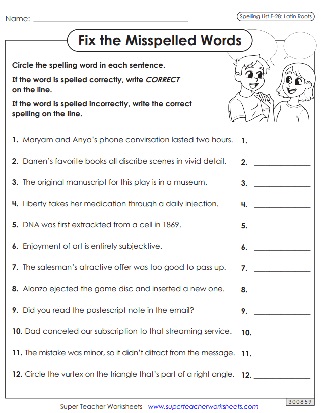 Spelling Worksheets - 6th Grade