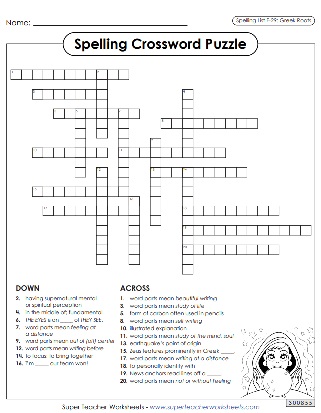 Spelling Crossword Puzzle Worksheet