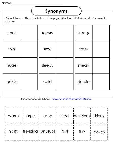 ELA 4th, 5th Grade Synonyms and Antonyms Worksheets of Fun