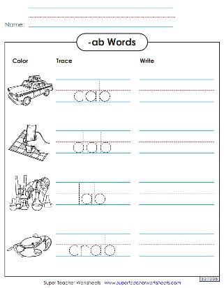 Word Family -ab - Trace and Write