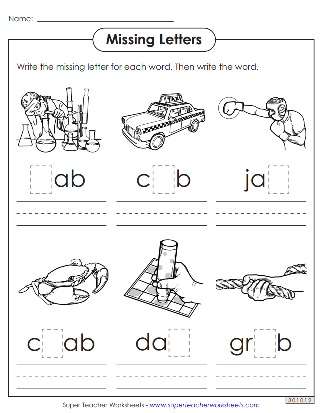 Word Family Worksheets -ab 